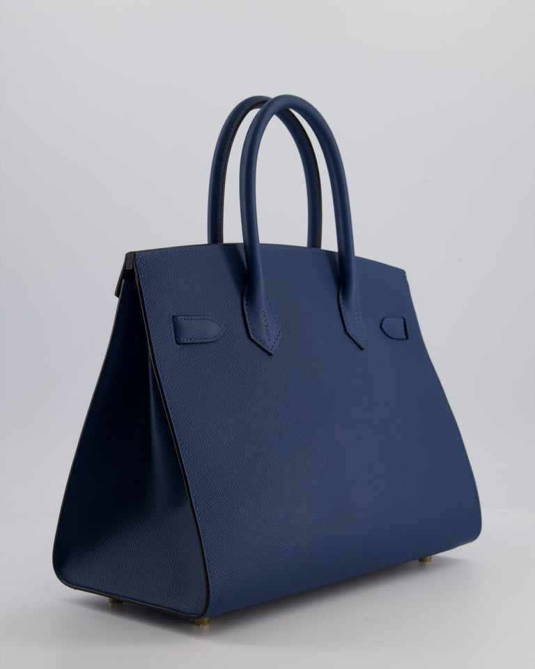 *VERY RARE* Hermes Birkin 30 Sellier Bag Deep Bleu Epsom Leather with Gold Hardware