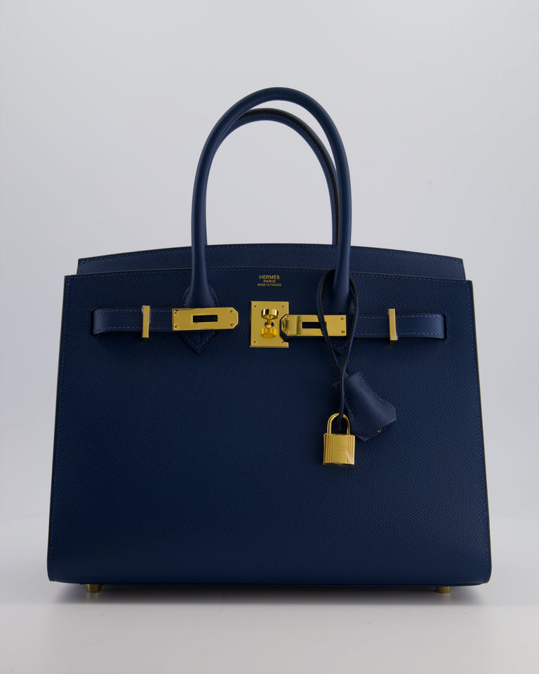 *VERY RARE* Hermes Birkin 30 Sellier Bag Deep Bleu Epsom Leather with Gold Hardware