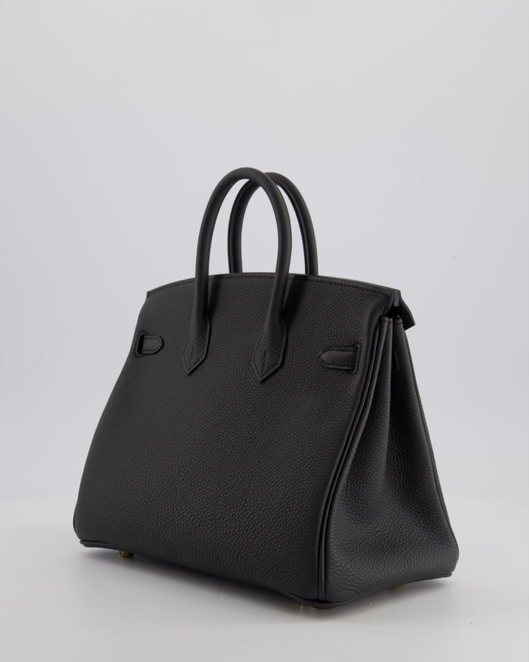 *HOT* Hermes Birkin 25 Retourne Bag in Plomb Togo Leather with Gold Hardware