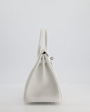 Hermes Birkin 25 Retourne Bag in New White Swift Leather with Palladium Hardware