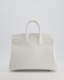 Hermes Birkin 25 Retourne Bag in New White Swift Leather with Palladium Hardware