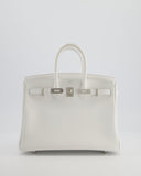 Hermes Birkin 25 Retourne Bag in New White Swift Leather with Palladium Hardware