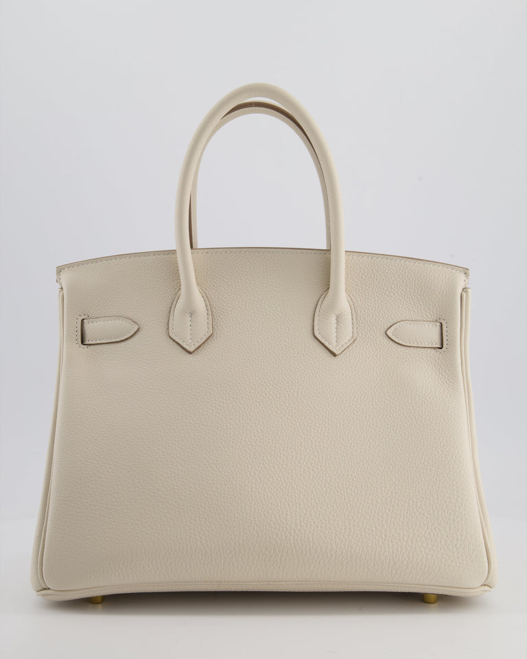 *RARE* Hermes Birkin 30 Retourne Bag in Craie Togo Leather with Gold Hardware