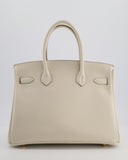 *RARE* Hermes Birkin 30 Retourne Bag in Craie Togo Leather with Gold Hardware