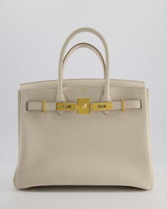 *RARE* Hermes Birkin 30 Retourne Bag in Craie Togo Leather with Gold Hardware