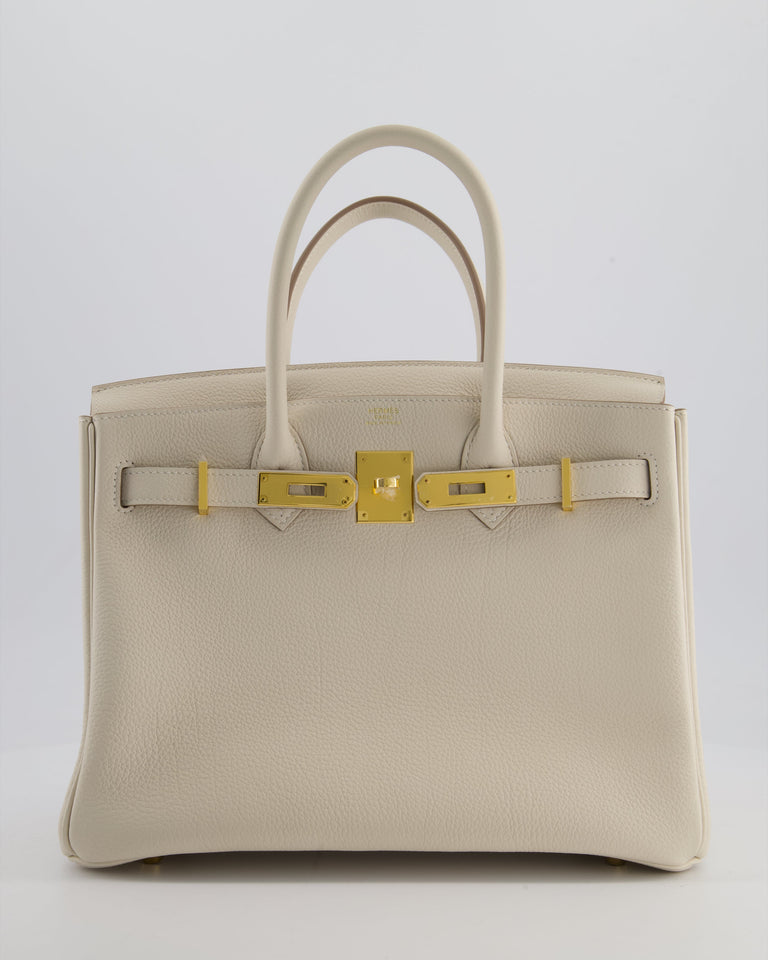 *RARE* Hermes Birkin 30 Retourne Bag in Craie Togo Leather with Gold Hardware