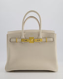 *RARE* Hermes Birkin 30 Retourne Bag in Craie Togo Leather with Gold Hardware