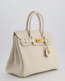 *RARE* Hermes Birkin 30 Retourne Bag in Craie Togo Leather with Gold Hardware