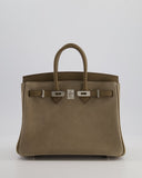 *SUPER RARE* Hermes Birkin 25 Grizzly Retourne Bag in Gris Caillou and Etoupe Swift Leather with Palladium Hardware