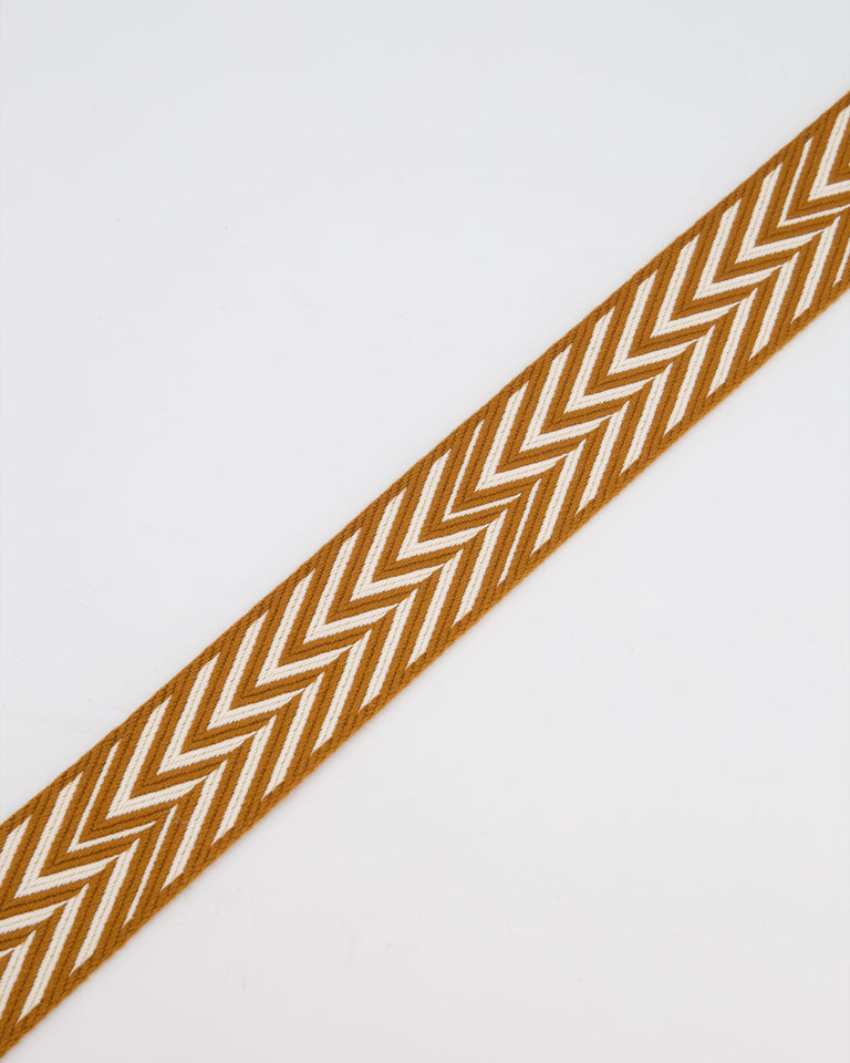 Hermes Gold & White Sangle ZigZag 50mm Bag Strap RRP £1020