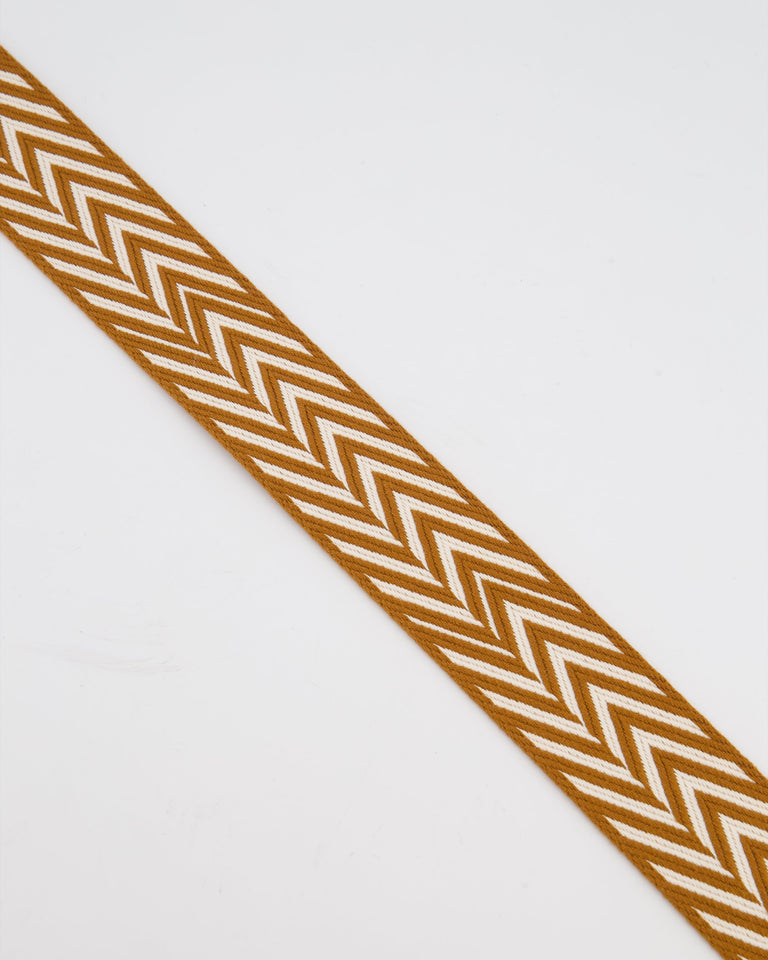 Hermes Gold & White Sangle ZigZag 50mm Bag Strap RRP £1020