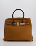 Hermes Birkin 30 Tricolour Retourne Bag in Gold, Chocolate and Orange Togo Leather with Palladium Hardware
