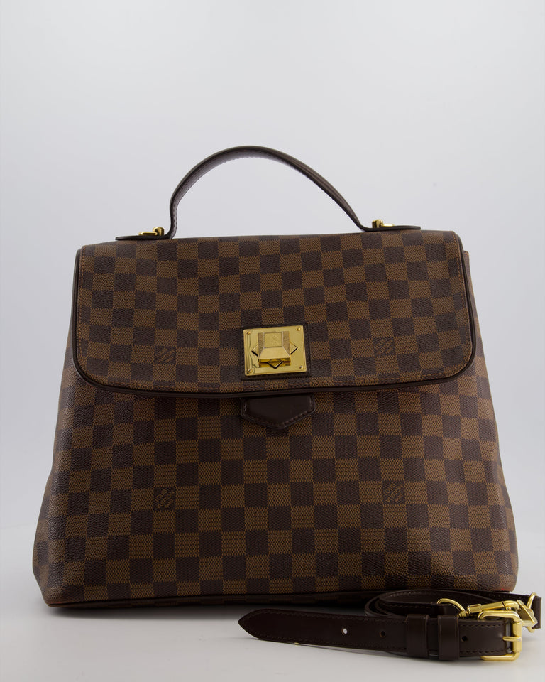 Louis Vuitton Brown Damier Ebene Canvas Bergamo Top Handle Bag with Gold Hardware
