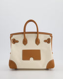 *SUPER HOT & RARE* Hermes Birkin 25 Cargo Bag in Ecru Toile Goeland and Gold Swift Leather with Palladium Hardware