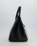 Hermes Birkin 35 Retourne Bag in Ecru & Vert Anglais Toile Riga & Swift Leather with Palladium Hardware