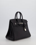 *RARE* Hermes Birkin 25 Retourne Bag in Noir Togo Leather with Palladium Hardware