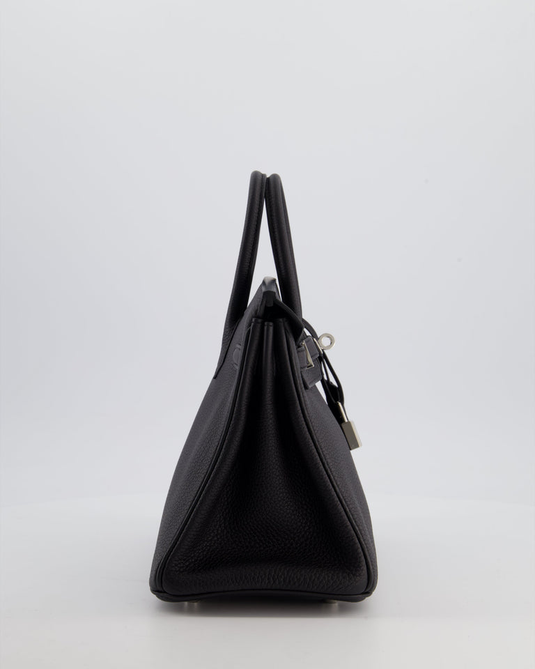 *RARE* Hermes Birkin 25 Retourne Bag in Noir Togo Leather with Palladium Hardware