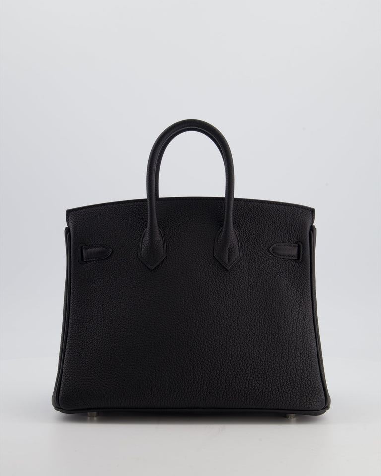 *RARE* Hermes Birkin 25 Retourne Bag in Noir Togo Leather with Palladium Hardware