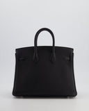 *RARE* Hermes Birkin 25 Retourne Bag in Noir Togo Leather with Palladium Hardware