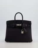 *RARE* Hermes Birkin 25 Retourne Bag in Noir Togo Leather with Palladium Hardware