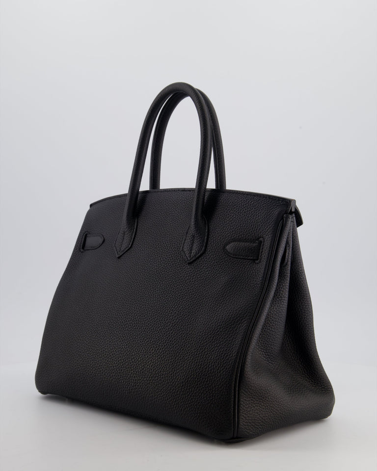 *RARE* Hermes Birkin 30 Retourne Bag in Noir Togo Leather with Palladium Hardware