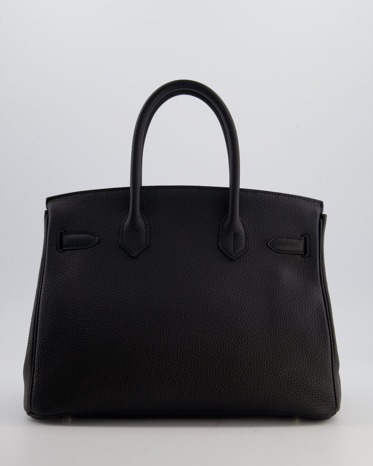*RARE* Hermes Birkin 30 Retourne Bag in Noir Togo Leather with Palladium Hardware