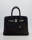 *RARE* Hermes Birkin 30 Retourne Bag in Noir Togo Leather with Palladium Hardware