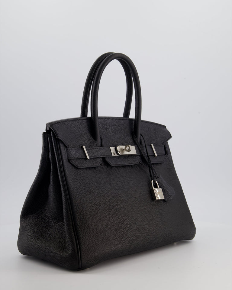*RARE* Hermes Birkin 30 Retourne Bag in Noir Togo Leather with Palladium Hardware