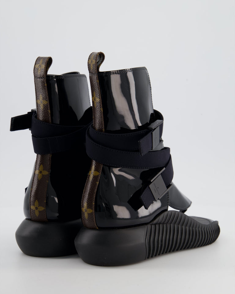 Louis Vuitton Black Patent Leather Bahia Brazil Gladiator Sandals with Monogram Detail Size EU 36.5