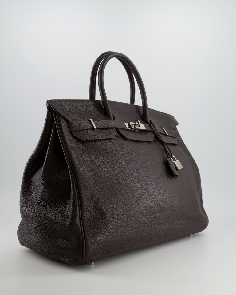*FIRE PRICE* Hermes Birkin 40 Bag in Ebene Clemence Leather with Palladium Hardware