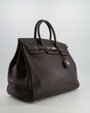 *FIRE PRICE* Hermes Birkin 40 Bag in Ebene Clemence Leather with Palladium Hardware