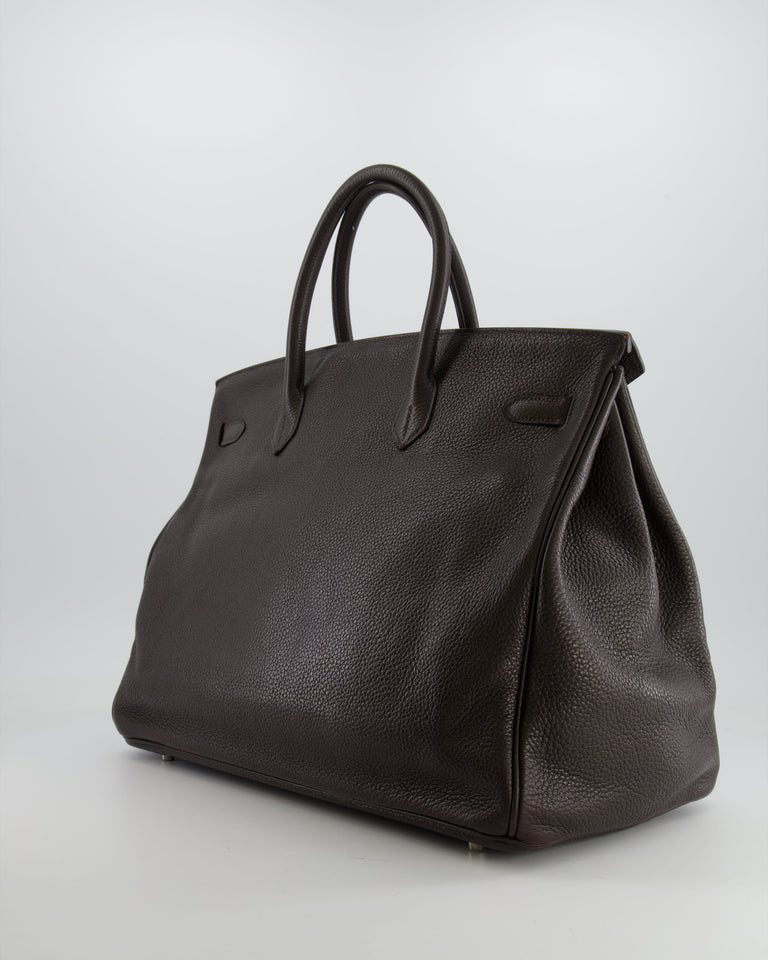 *FIRE PRICE* Hermes Birkin 40 Bag in Ebene Clemence Leather with Palladium Hardware