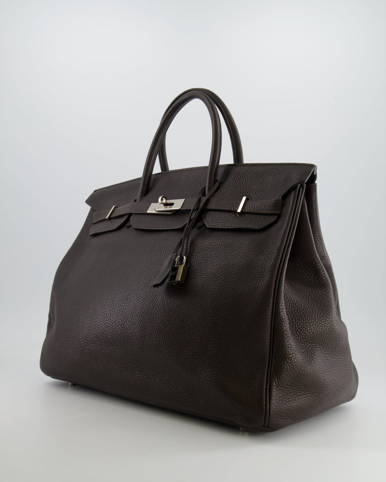 *FIRE PRICE* Hermes Birkin 40 Bag in Ebene Clemence Leather with Palladium Hardware