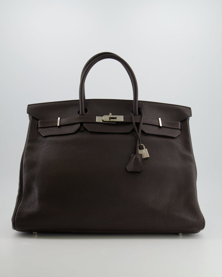 *FIRE PRICE* Hermes Birkin 40 Bag in Ebene Clemence Leather with Palladium Hardware