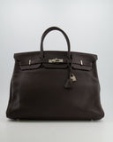 *FIRE PRICE* Hermes Birkin 40 Bag in Ebene Clemence Leather with Palladium Hardware