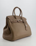 Hermes Birkin 35 Bag in Etoupe Clemence Leather with Palladium Hardware