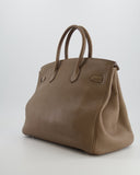 Hermes Birkin 35 Bag in Etoupe Clemence Leather with Palladium Hardware