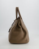 Hermes Birkin 35 Bag in Etoupe Clemence Leather with Palladium Hardware