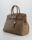 Hermes Birkin 35 Bag in Etoupe Clemence Leather with Palladium Hardware