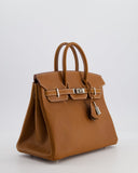 *RARE* Hermes Birkin 25 Retourne Bag in Fauve Barenia Faubourg Leather with Palladium Hardware
