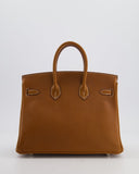 *RARE* Hermes Birkin 25 Retourne Bag in Fauve Barenia Faubourg Leather with Palladium Hardware