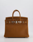 *RARE* Hermes Birkin 25 Retourne Bag in Fauve Barenia Faubourg Leather with Palladium Hardware