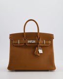 *RARE* Hermes Birkin 25 Retourne Bag in Fauve Barenia Faubourg Leather with Palladium Hardware