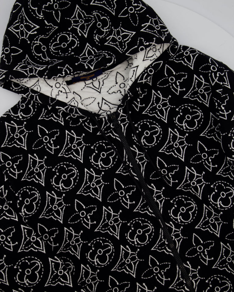 Louis Vuitton x NBA Mens Strategic Flowers Black and White Quilted Hoodie Size XXL (UK 46)