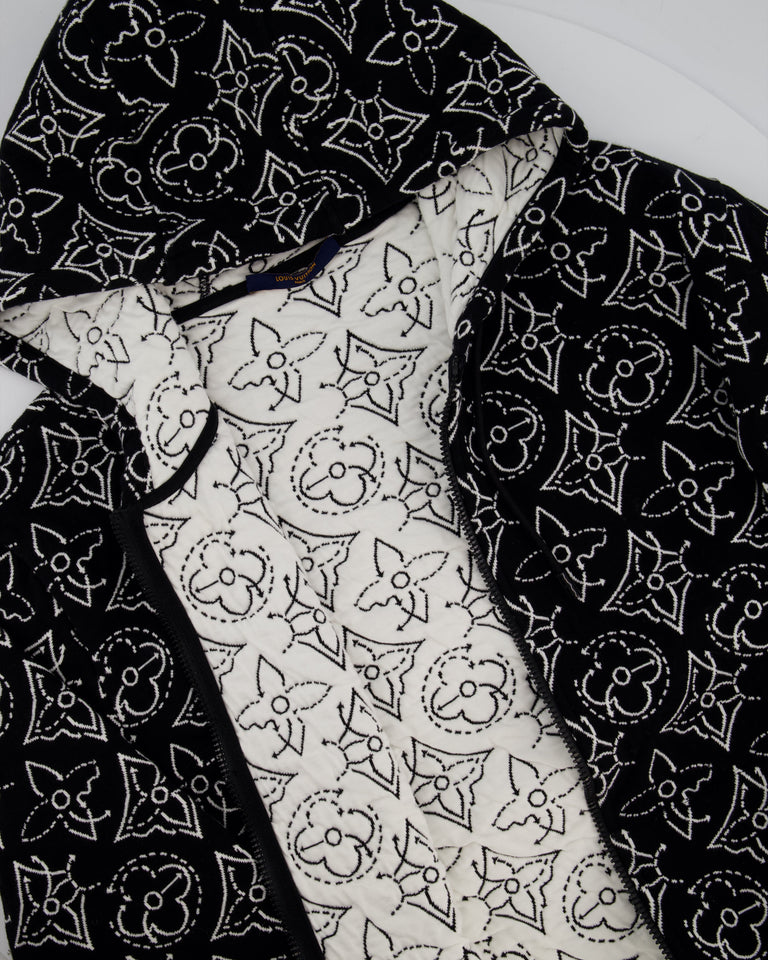 Louis Vuitton x NBA Mens Strategic Flowers Black and White Quilted Hoodie Size XXL (UK 46)