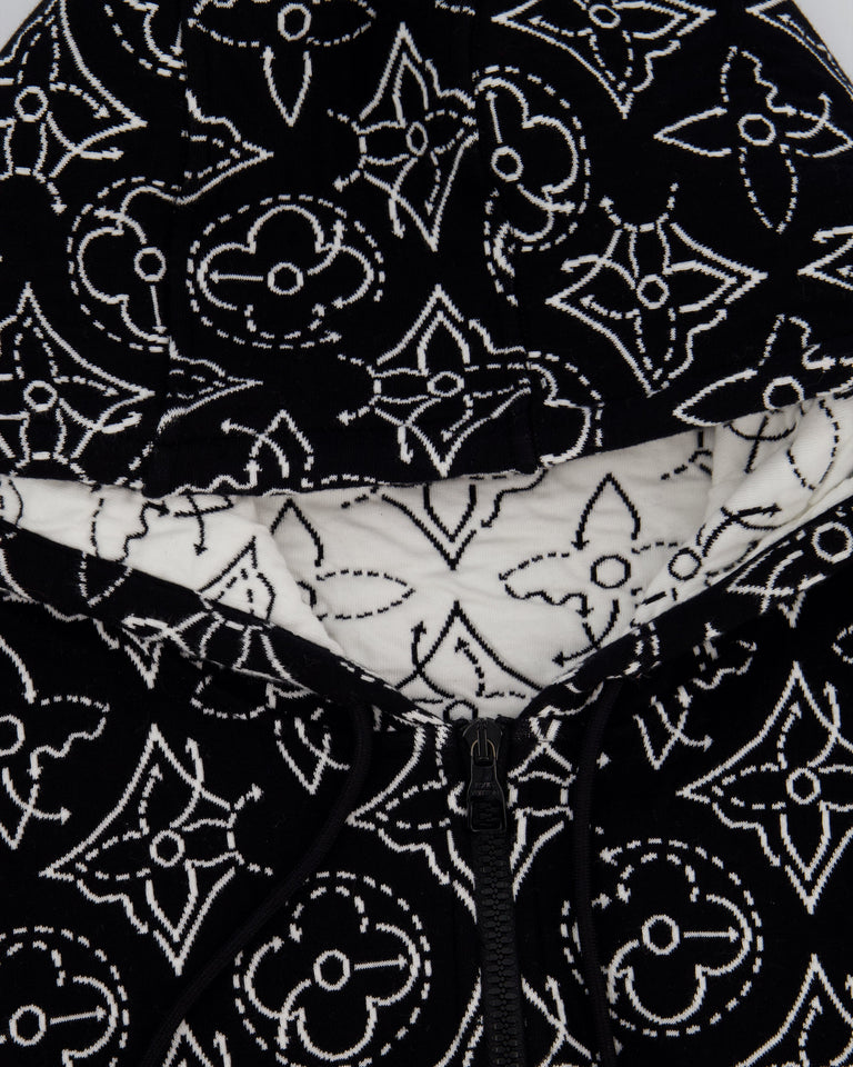 Louis Vuitton x NBA Mens Strategic Flowers Black and White Quilted Hoodie Size XXL (UK 46)