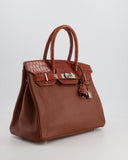 Hermes Birkin 30 Touch Bag in Miel Chèvre Mysore and Crocodile Niloticus Leather with Palladium Hardware