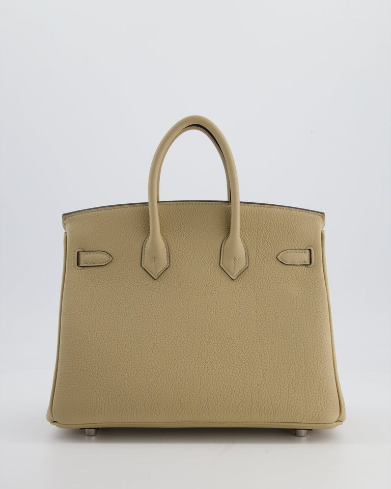 *RARE* Hermes Birkin 25 Retourne Bag in Trench Togo Leather with Palladium Hardware
