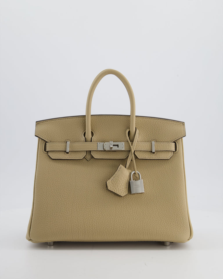 *RARE* Hermes Birkin 25 Retourne Bag in Trench Togo Leather with Palladium Hardware