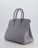 *NEW COLOUR* Hermes Birkin 30 Retourne Bag in Gris Pantin Togo Leather with Palladium Hardware